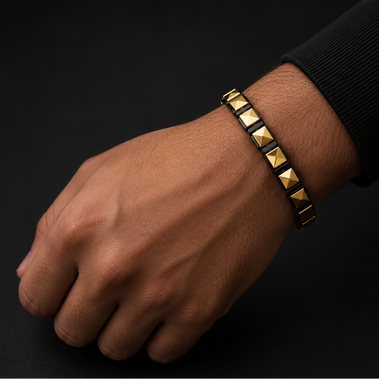 Shiny Black & Gold Stone Bracelet